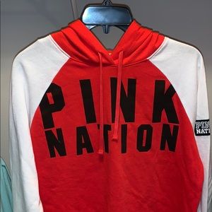 Pink Victoria’s Secret cropped hoodie